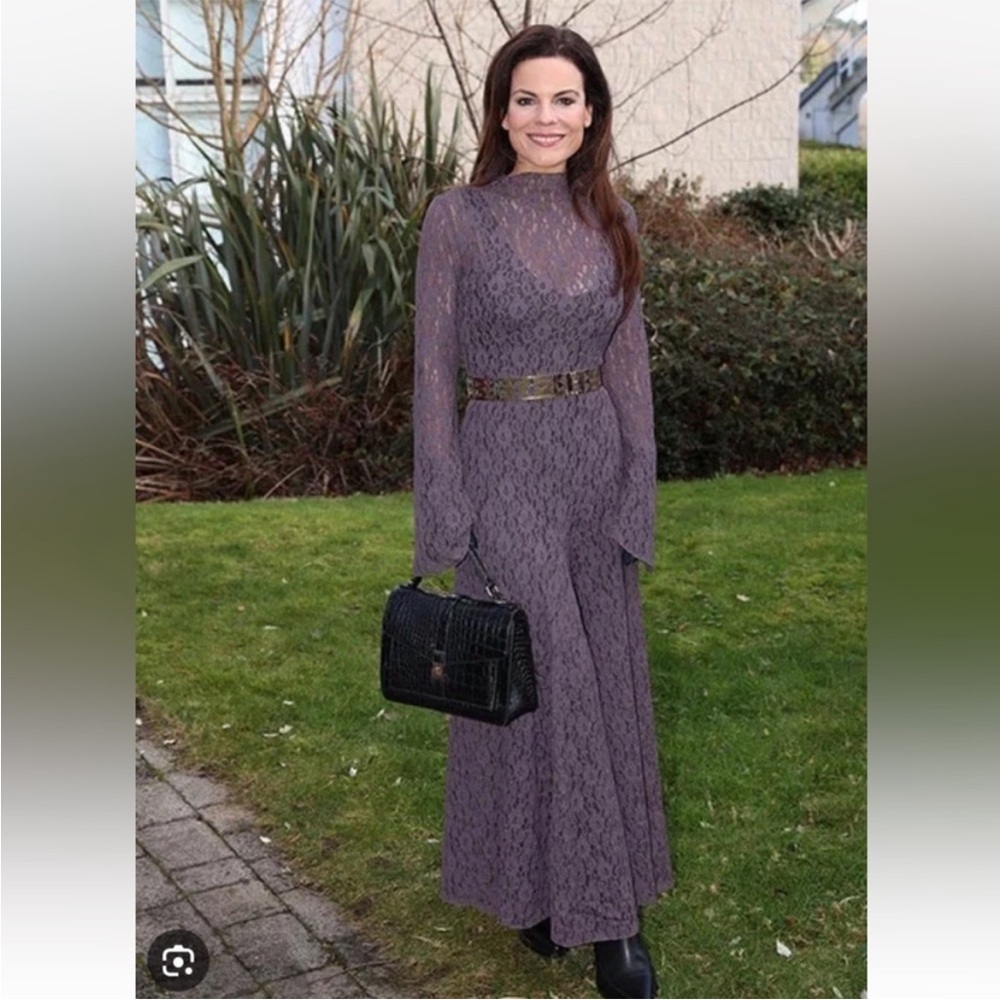 Zara Purple Lace Long-Sleeve Maxi Dress